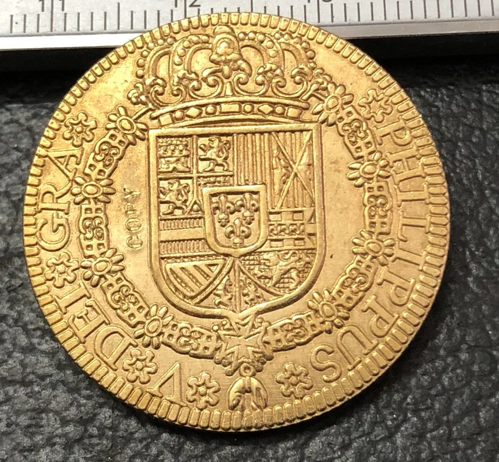 1725 Испания 4 Escudos-Felipe V Cuenca Золотая копия монеты