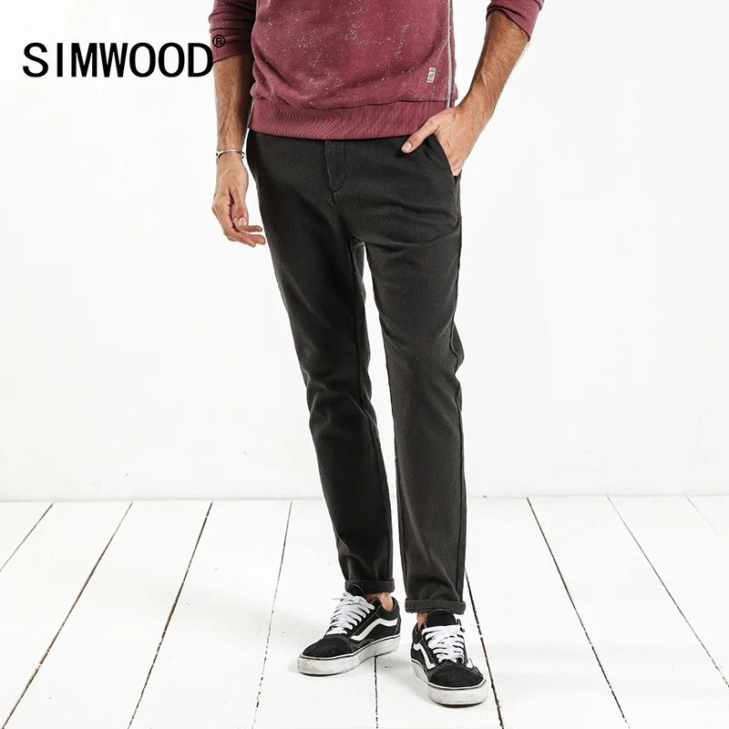 SIMWOOD 2019 новые весенние Повседневное брюки Для мужчин Тощий Slim Fit плюс Размеры Высокое качество, Большие размеры брендовая одежда XC017048