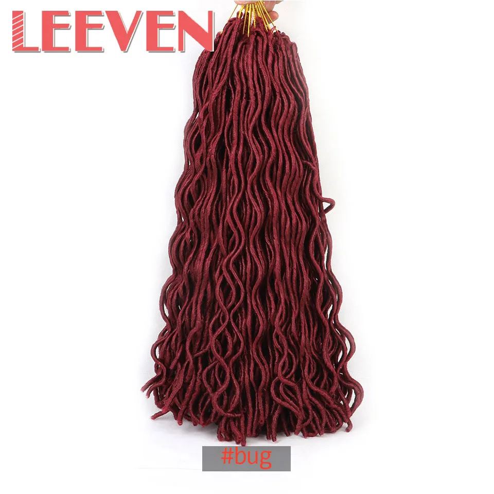 Leeven 20 дюймов 100 г 24 корни крючком оплетка волнистые Faux locs волосы синтетические мягкие Dread плетение волос - Цвет: # Бордовый