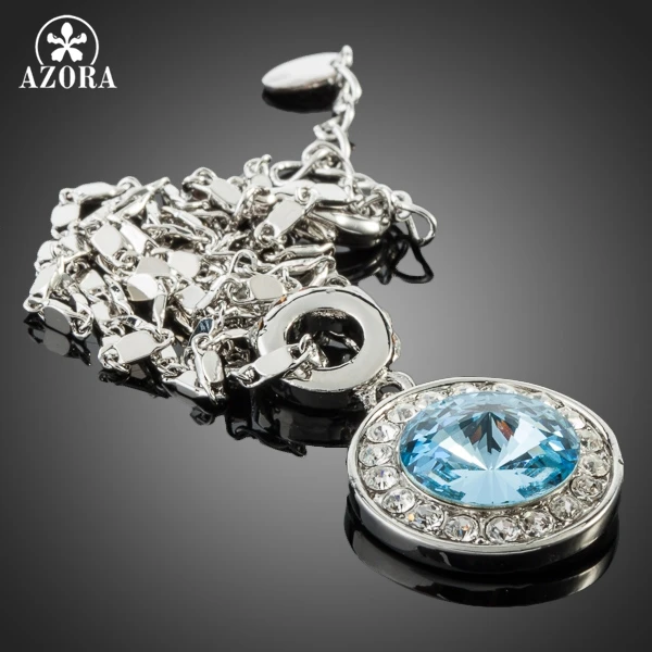 Ожерелье с австрийским хрусталем AZORA белое золото голубое Stellux TN0069|necklace a|pendant