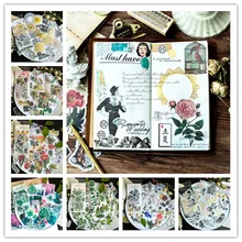 60 uds 5-10cm pegatinas decorativas Vintage diario oro calavera papel flor pegatinas de plantas Scrapbooking copos papelería