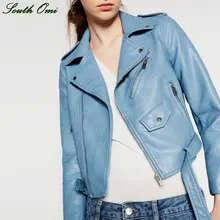 Мото синие кожаные куртки женские пальто из искусственной кожи ремень chaqueta бомбер Блейзер Джек осень jaqueta couro blouson cuir femme ткань