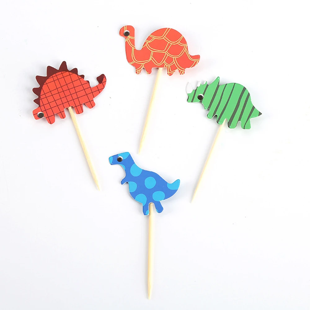 

Dinosaur flag theme happy birthday party cake insert card insert children like to decorate cake hats inserts supplies 4 Pack