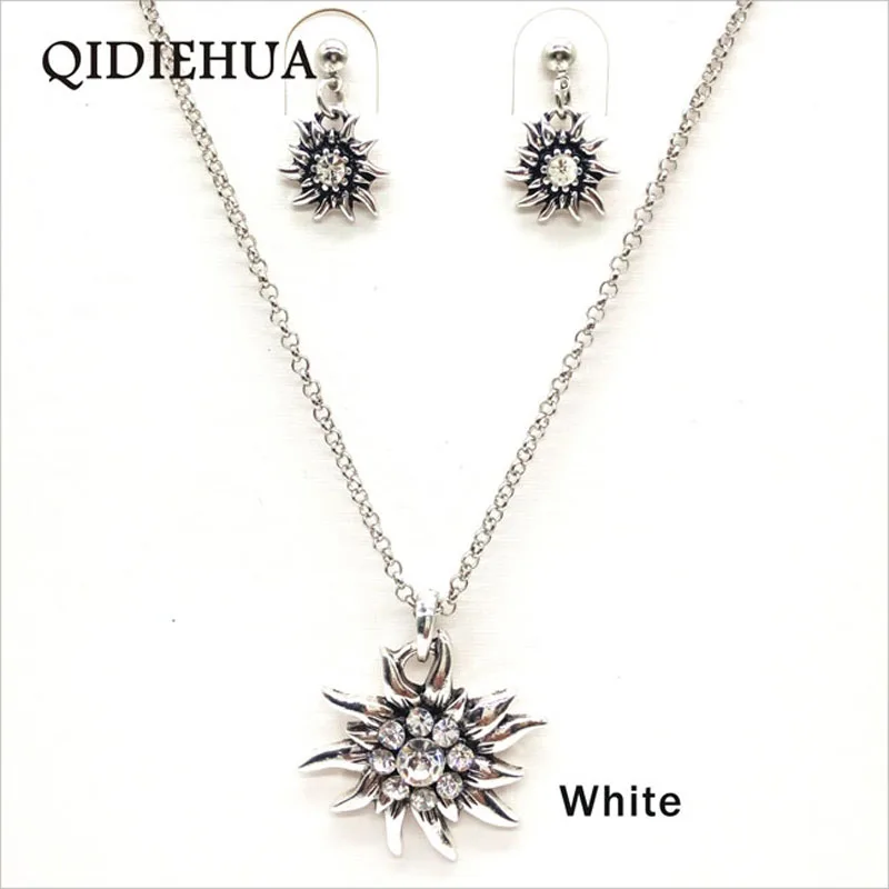Модный Элегантный комплект ожерелья и серег QIDIEHUA Edelweiss Винтажные Ювелирные
