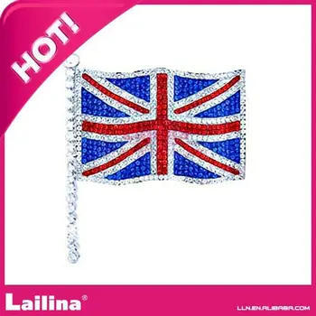 

National flag rhinestone brooch