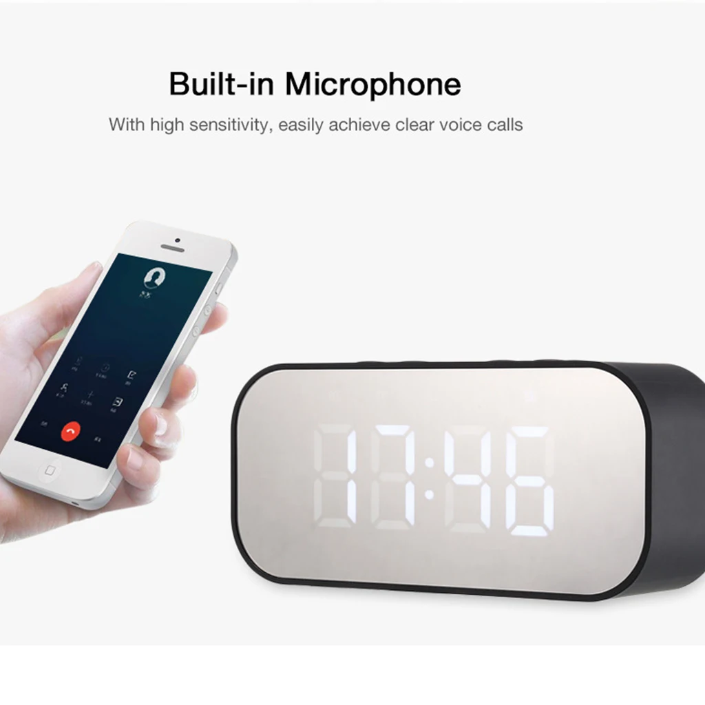 Lewinner Многофункциональные Беспроводные Bluetooth колонки с часами Домашний Мини светодиодный дисплей цифровой Настольный будильник для офиса спальни