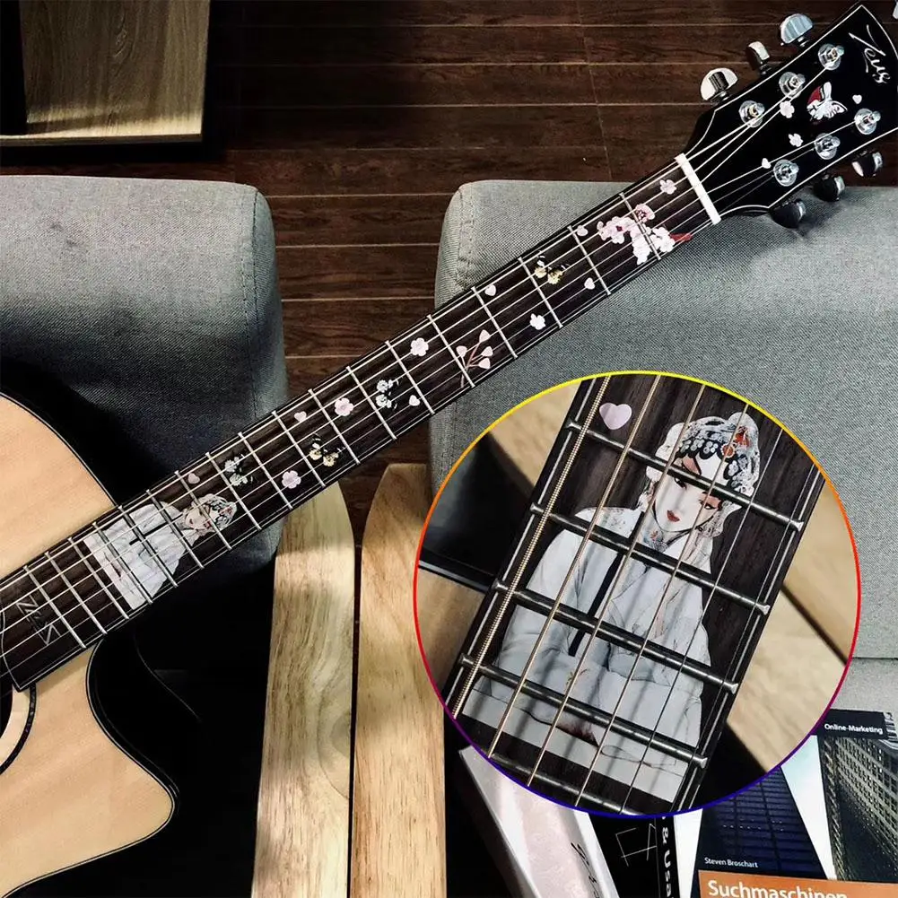 Гитарный гриф инкрустация наклейки гитара ПВХ наклейки Guitarra украшения для электроакустической гитары бас аксессуары - Цвет: Chinese style