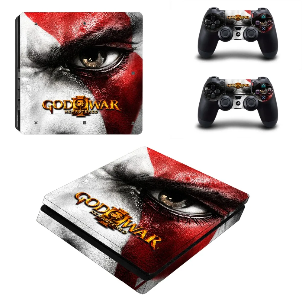 

God of War Vinyl Sticker For PS4 Slim For Sony Playstation 4 Slim Console+2 Controller Sticker For PS4 Slim Skin