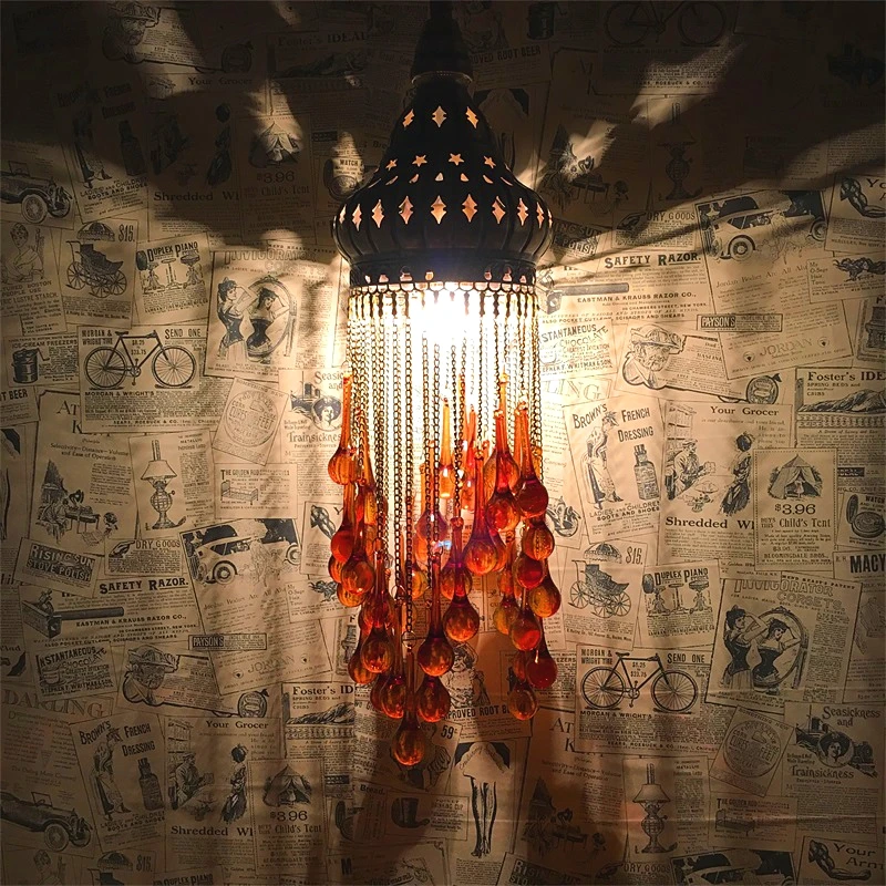 Марокканский турецкий стиль ретро винтажный подвесной светильник E27 база Средиземноморский стиль украшение Мозаика подвесной светильник
