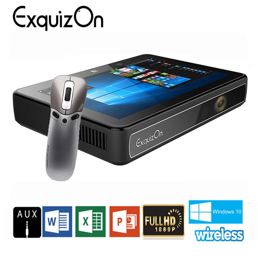 Exquizon smart 3 Windows 10 OS Miracast DLP проектор 1280*720 32 г WiFi HD сенсорный proyector планшет 2 в 1