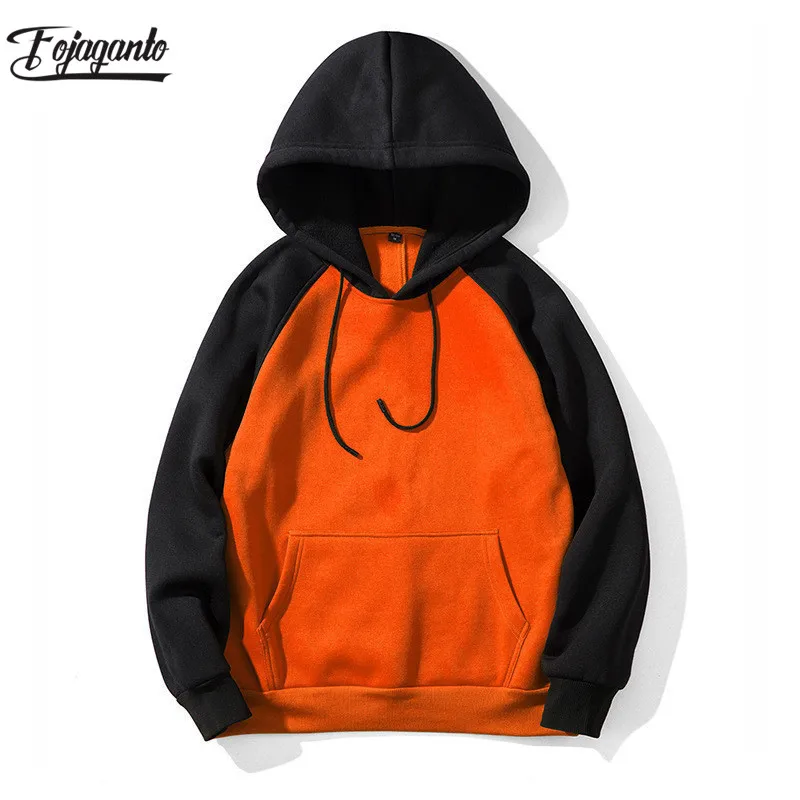 

FOJAGANTO Fashion Men Hoodies Autumn Male Brand Pullover Casual Style Hoodies Solid Color Splice Men's Motion Hoodies Top