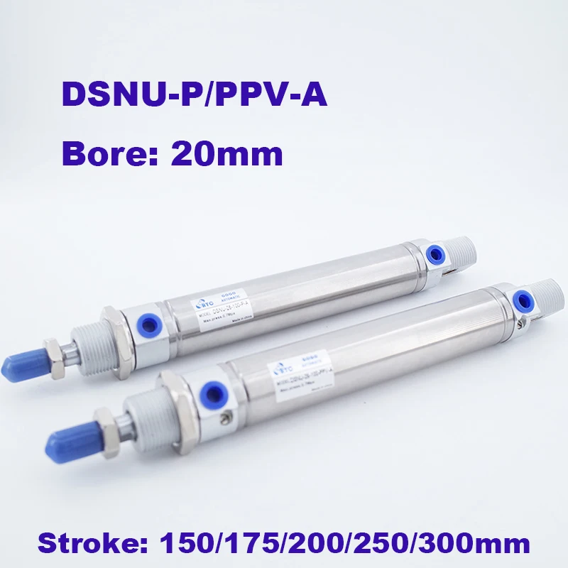 

GOGO Double acting cylinder stainless steel bore 20mm DSNU-20-150/200/250/300-P/PPV-A round type pneumatic air cylinder
