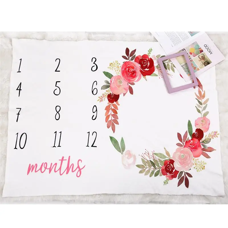 

Cute Backdrop Baby Monthly Milestone Blanket Milestone Personalized Growing Blankets Photography Props for Infants Toddlers