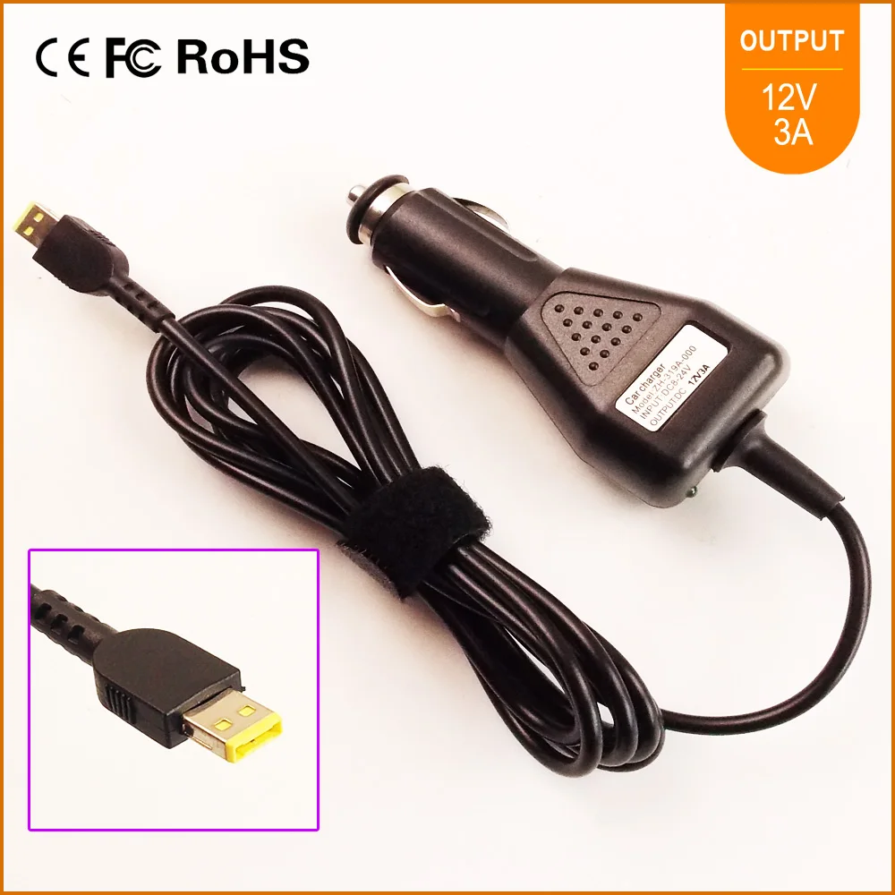 12v 3a Laptop Car Dc Adapter Charger For Lenovo Thinkpad Helix 1,2,11