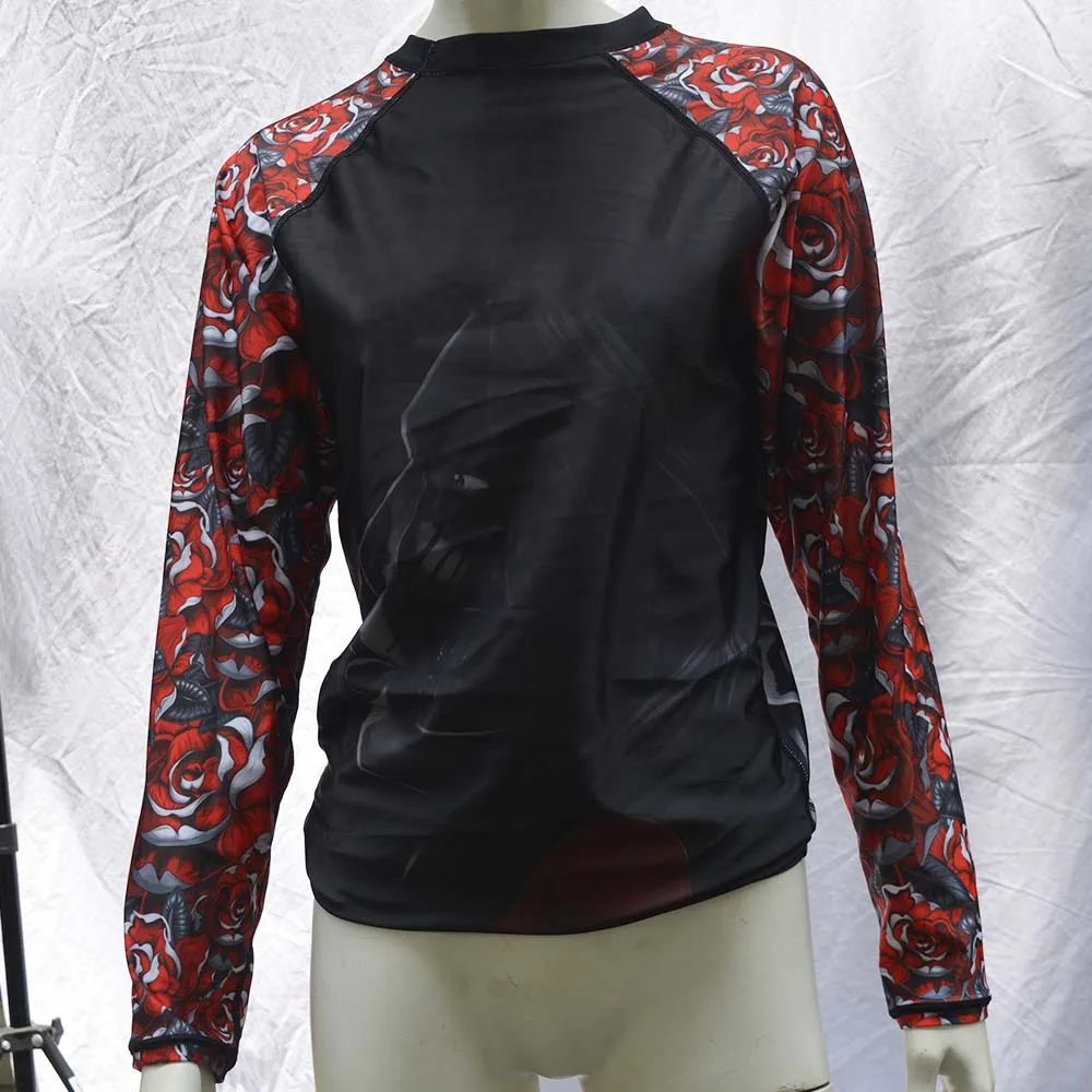 

2019 New Floral Printing Long-Sleeved Rash Guards Swim Shirts Surf Women's Swimsuit UPF50 Rashguard Beachwear Running Biking Top