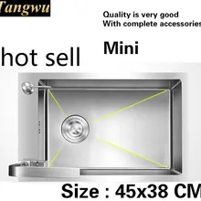 Роскошный квартира маленькая кухня ручная раковина одинарная мойка сделать блюда 304 нержавеющая сталь Горячая 45x38 см