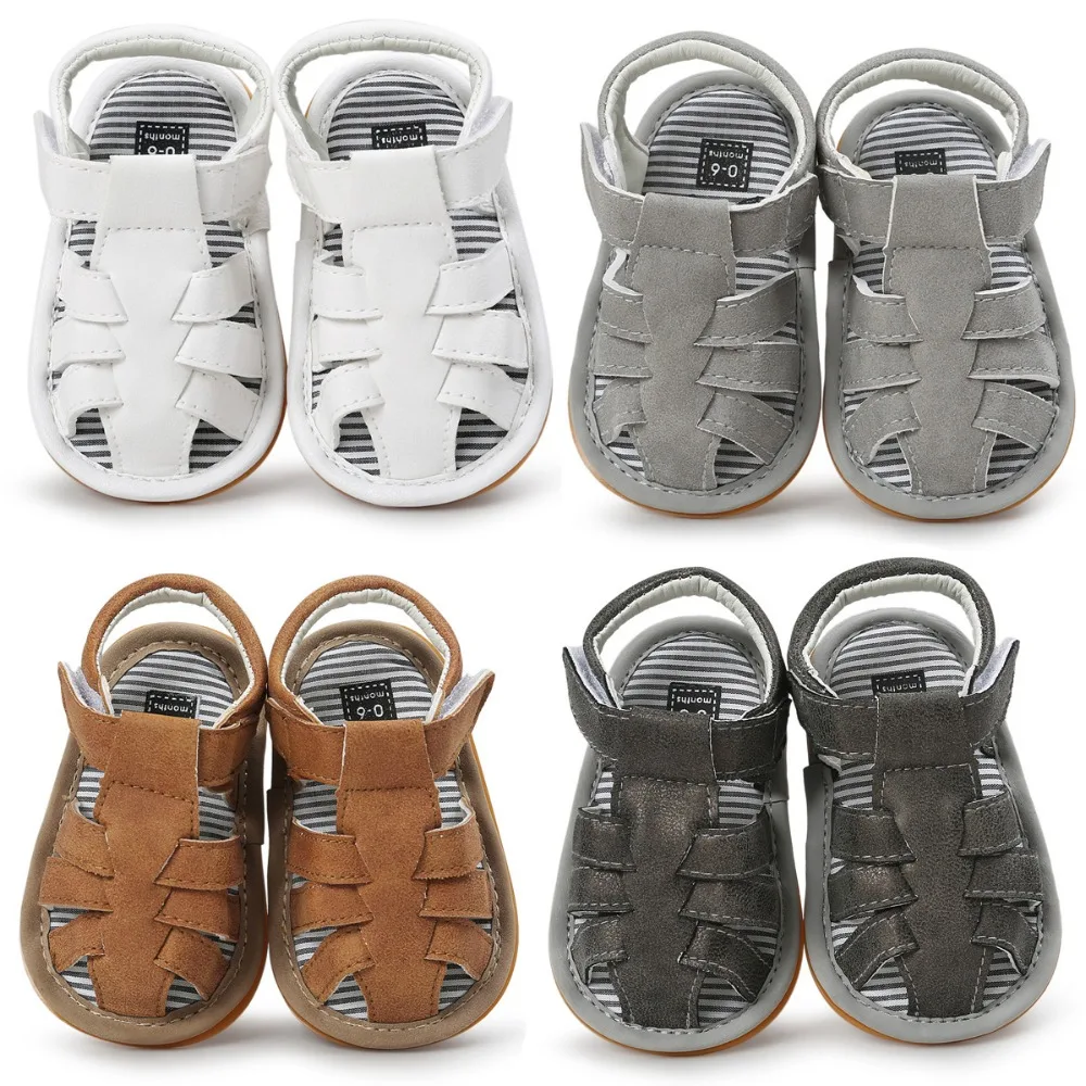 

2019 Baby Boy Summer Shoes Sandals Antiskid Beach First Walker Anti Slip PU Leather Soft Sole Jongen Sandalen Kids Toddlers