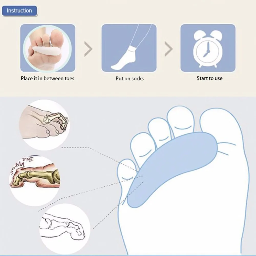 Новинка, 1 пара, одно отверстие, Hallux стопа с вальгусной деформацией, облегчение боли, профессиональный кремниевый разделитель для пальцев ног, подушка для ног, молоток, носок, ортопедический верх