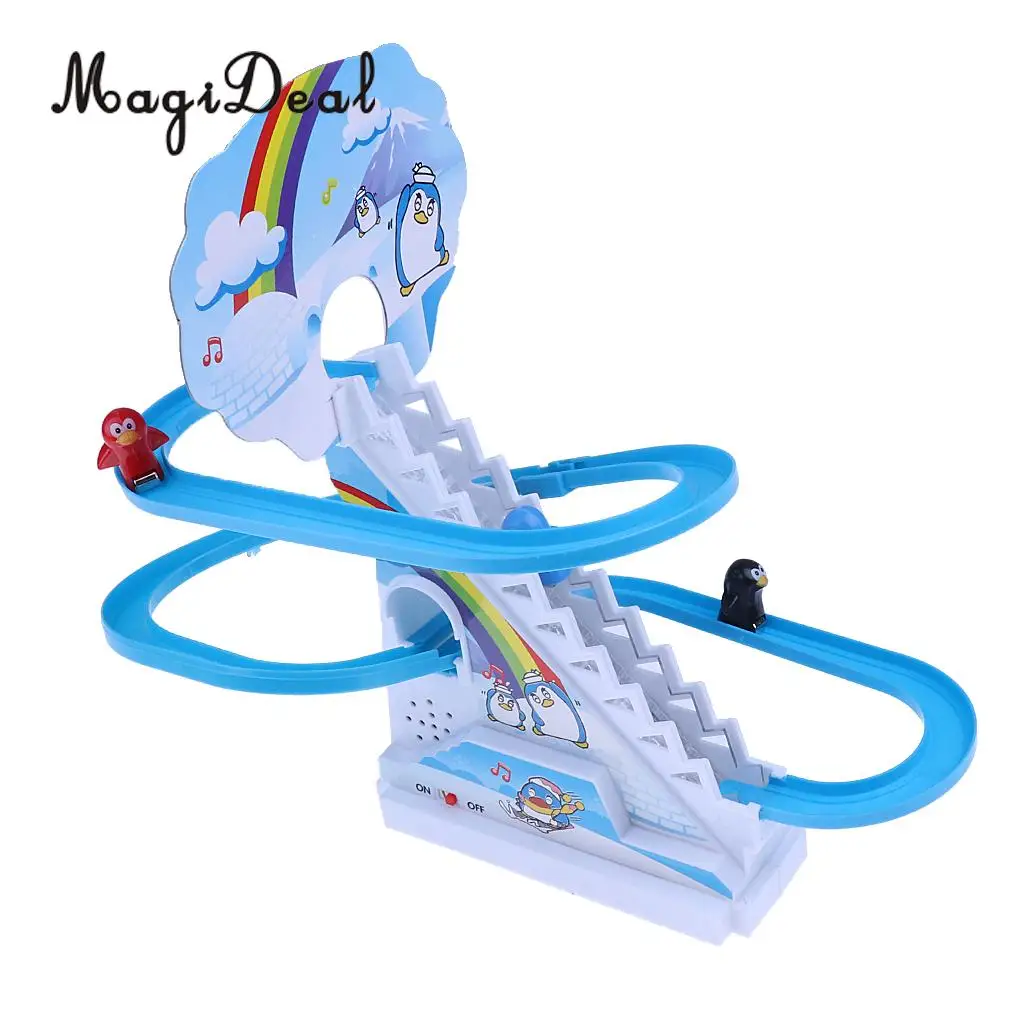 Playful Educational Penguin Slide Race Set Improved Version Playset with Flashing Lights Music Electric Climb Stairs Track Toys