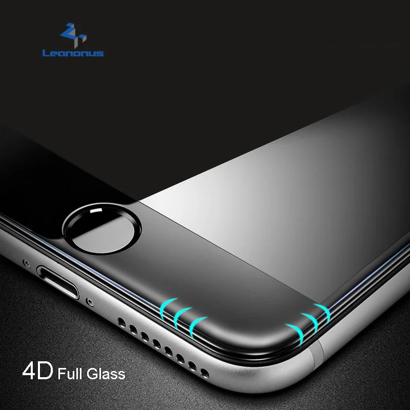 

Leanonus 4D Full Cover Tempered Glass For iPhone X 8 7 6 6S Plus 4D Curved Edge 9H Screen Protector Film for iPhone X 8 7 Glass