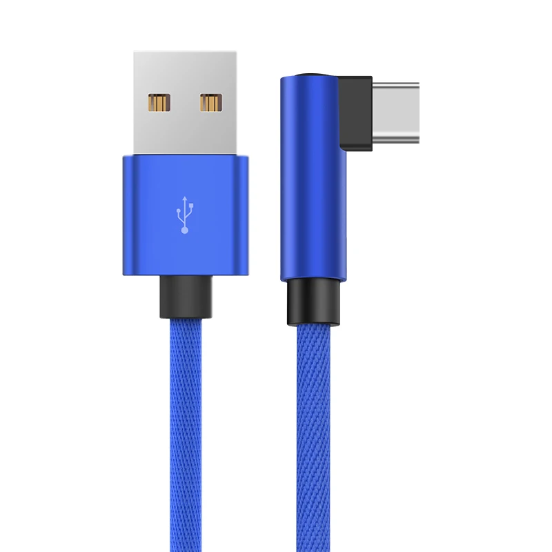 GUSGU 90 градусов usb type-C кабель для мобильного телефона 2A данных USB C зарядное устройство Шнур адаптер Тип c кабель для samsung S9 S8 Xiaomi Oneplus 6 - Цвет: Blue