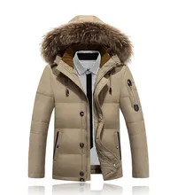 Men’s Winter Jacket British Slim Hooded Fur Coat Jacket Down Jacket Men Duck Thick Cleanse Down Big Size Free Shiping