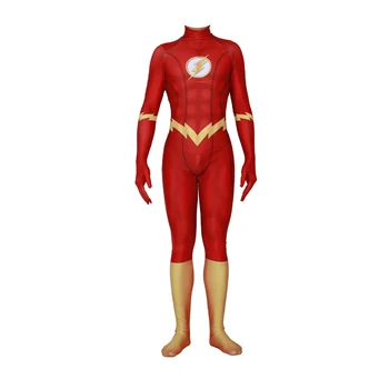 

The Flash Cosplay Costume Superhero Barry Allen Zentai Bodysuit Suit Jumpsuits fancy dress for Adult Kids