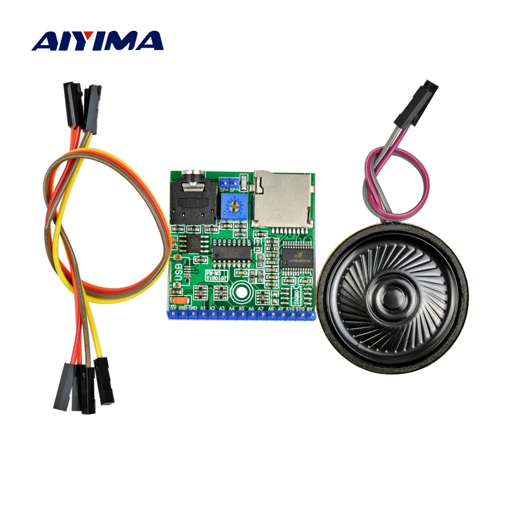 Aiyima MP3 голосовой модуль SD/TF голос вещания триггер голоса + Динамик для MCU СКМ |