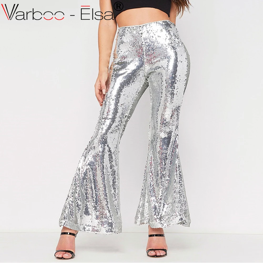 VARBOO_ELSA Sexy Women Glitter Pant sliver Sequin Club Long Pants