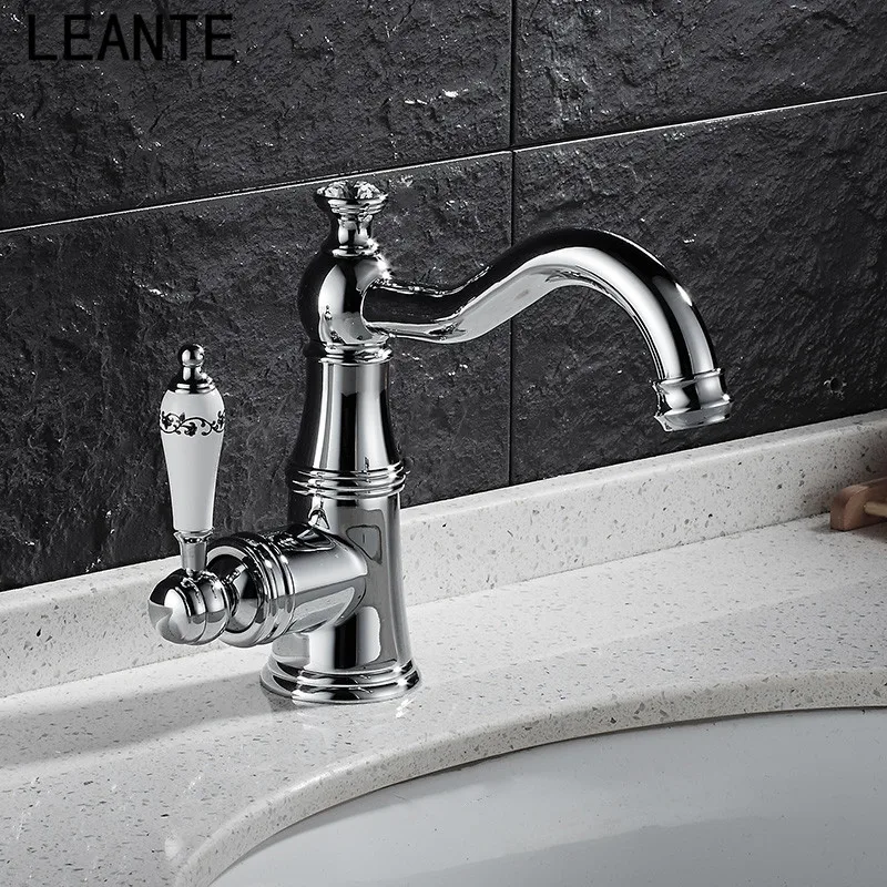 LEANTE Free Shipping Silver Kitchen Swivel Brass Faucets Mixer Faucet Sink Basin Swivel Tap