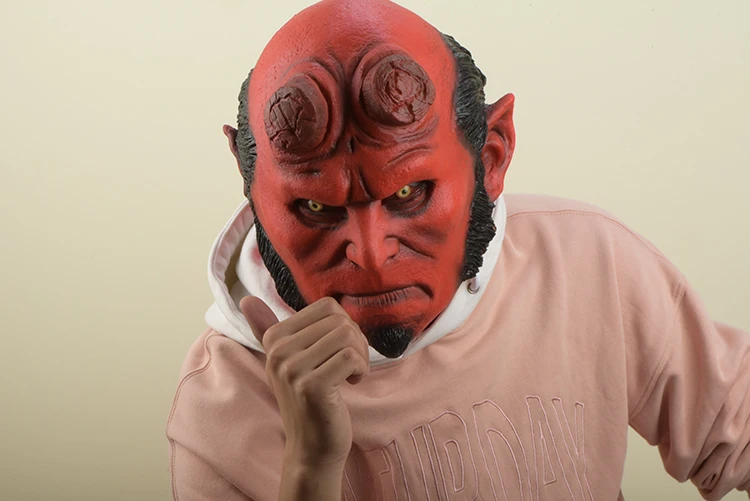 Hellboy маска капот Хэллоуин Реалистичные Маски силиконовая Косплей страшная маска латексная капот тушь для ресниц террор vestido de festa маска для лица