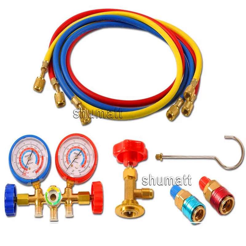 Prix pour Automobile A/C Air-conditionné R134a R410a Manifoid Jauge Système De Refroidissement De Pression Du Fluide Frigorigène Diagnostic Outil De Réparation Kits Prix pour Automobile A/C Air-conditionné R134a R410a Manifoid Jauge Système De Refroidissement De Pression Du Fluide Frigorigène Diagnostic Outil De Réparation Kits