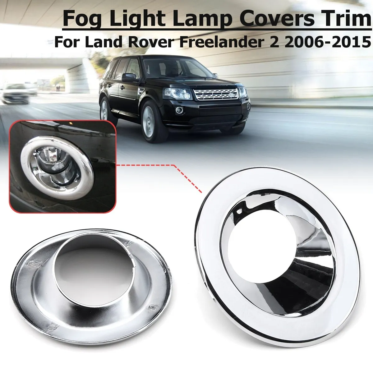 

for Land Rover Freelander 2 2006-2015 Chrome Front Fog Light Lamps Frame Covers Trim Light Trim Molding Garnish Protector Bezel