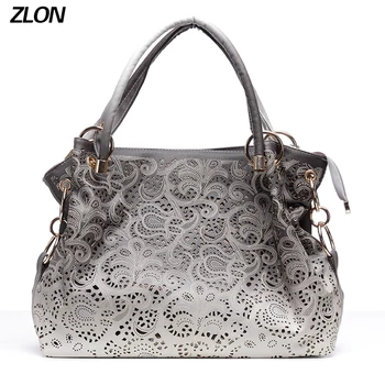 

ZLON Fashion Women Bag Hollow Out Ombre Handbag Floral Print Shoulder Bags Ladies Leather Tote Bag Trend N115