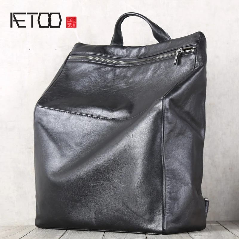 AETOO Мужской средний двойной плечевой Baotou коровьей многофункциональный рюкзак