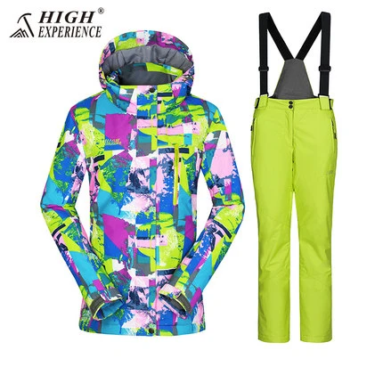 Женская одежда для снежной погоды, лыжная куртка, женские лыжные штаны, женские лыжные штаны, уличные зимние теплые спортивные костюмы - Цвет: color1