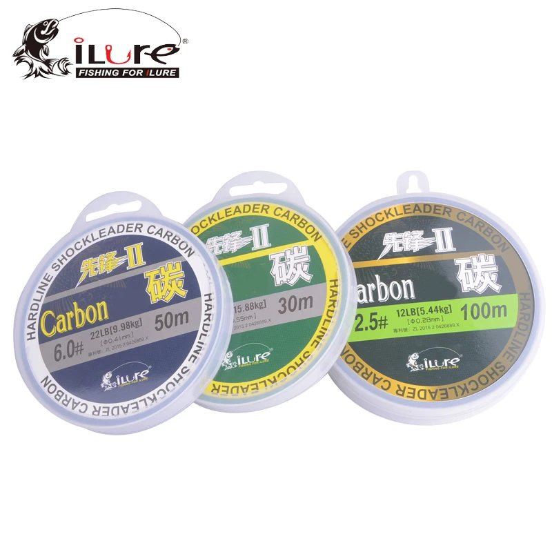 

Ilure Leada 100% Fluorocarbon Fishing Lines Carbon Fiber 30m 50m 100m/spool Super Strong Leader 60lb 80lb free shipping