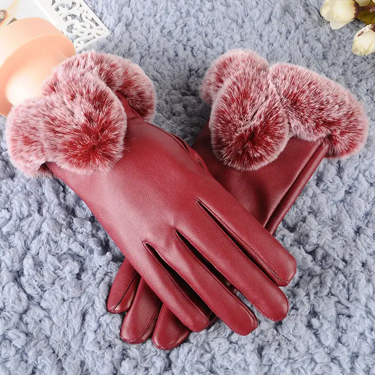 2017 новые модные зимние перчатки женские кожаные