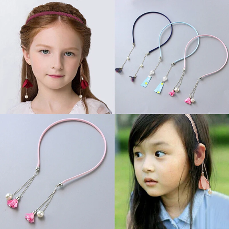 Girls Kids Flower Hairband Hair Head Hoop With Tassel Hair Accessories
