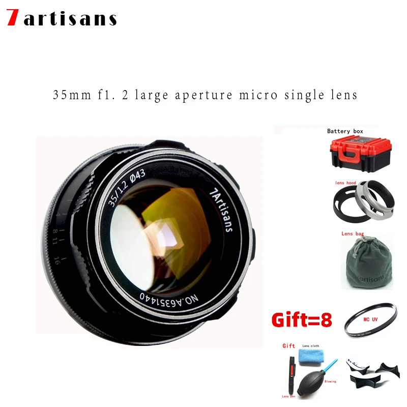 7artsians 35 мм F1.2 APS-C ручной фиксированный объектив для E Mount Canon EOS-M Mount Fuji FX M43 Mount Лидер продаж