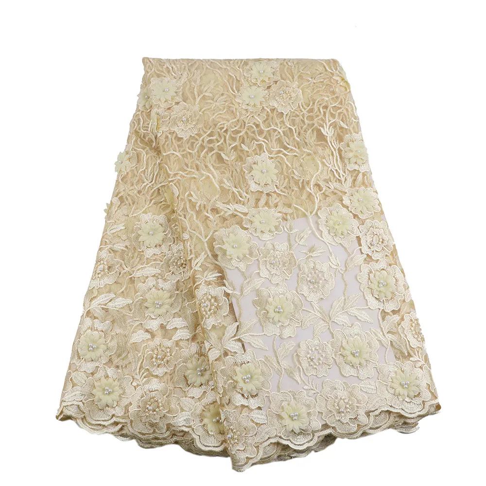 

Rice white Tulle Lace Fabric 2018 High Quality Fashion African 3d Lace Fabric African French Lace Fabric HJ104-1