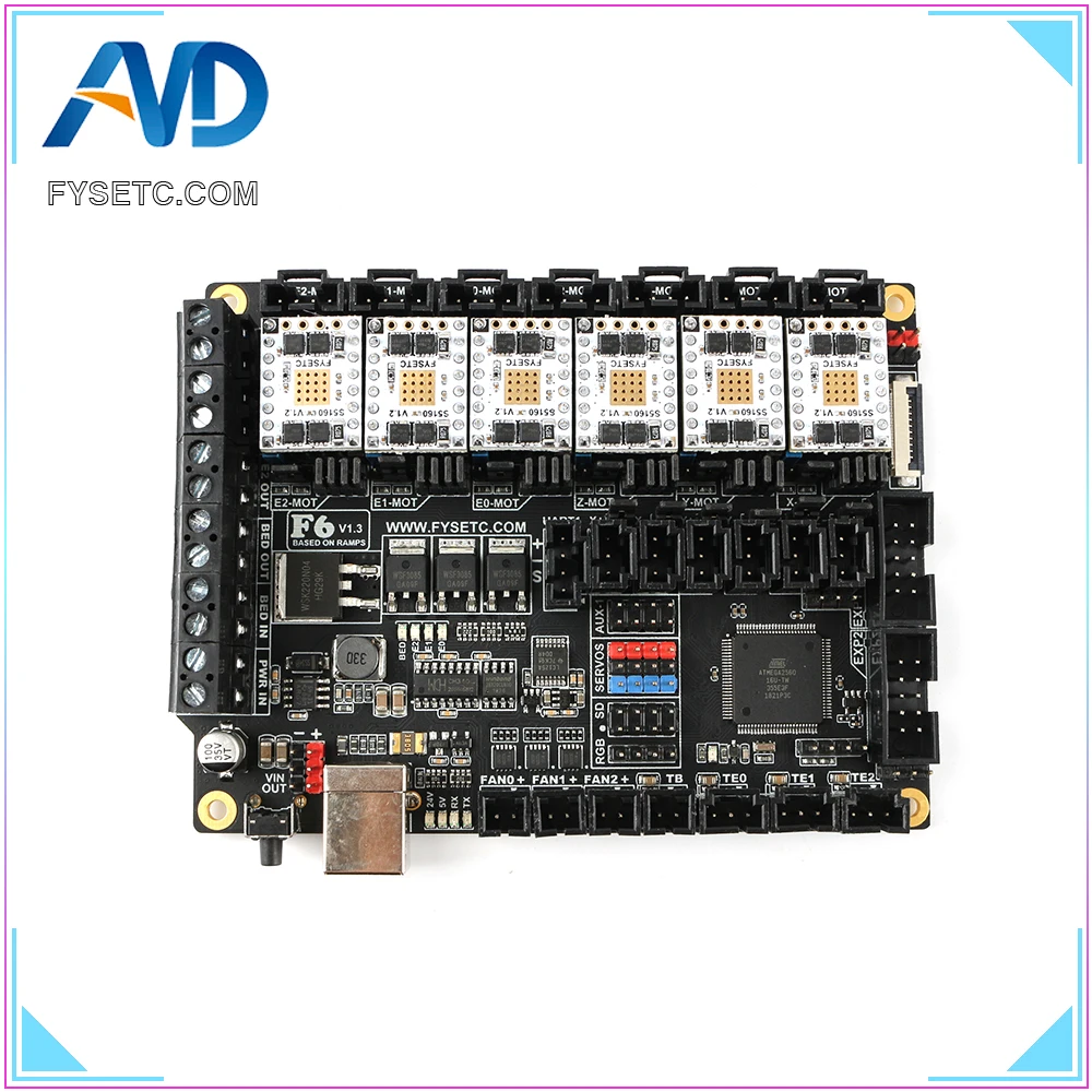 Плата все в одном для электроники FYSETC F6 V1.3 материнская плата + 6 шт. TMC5160 V1.2 SPI