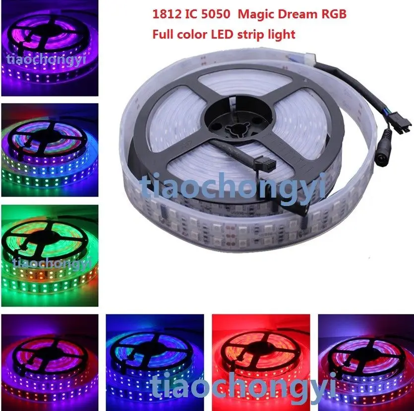 1812 IC 5050 12 В 5 м 600LED Magic Dream полноцветного двухрядные светодиодные полосы