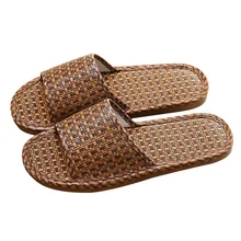 Летние соломенные тапочки бамбуковая плетеная Мужская ванная комната домашние мужские сандалии и тапочки домашние дышащие Нескользящие тапочки