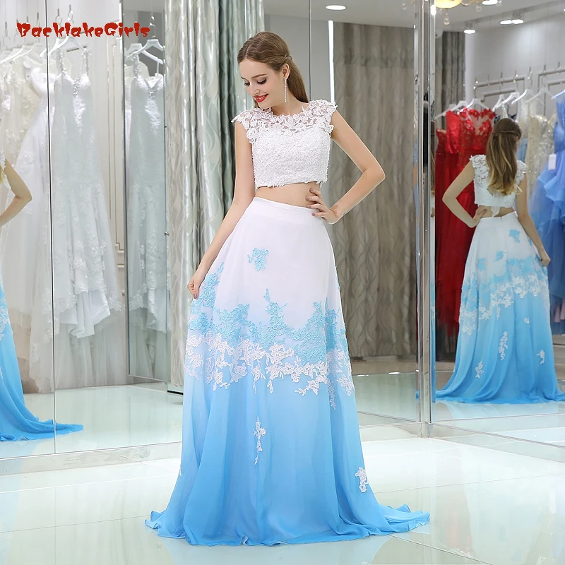 Two piece Suit Crop Top A Line Sweep Train Square Collar Cap Sleeve