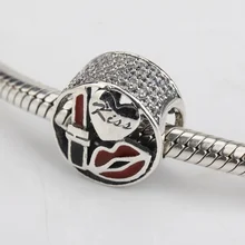 Поцелуй Шарм серебряные бусины 925 пробы гламур Смешанная эмаль с кольцо с фианитом шармы со стразами браслет качественный ювелирный