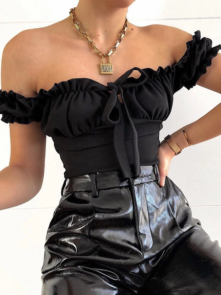 black corset bodysuit 2019 New Women Casual Short Bodysuit Off Shoulder Belt Jumpsuit Romper Playsuit Party Clubwear Color Black Green White sheer bodysuit Bodysuits