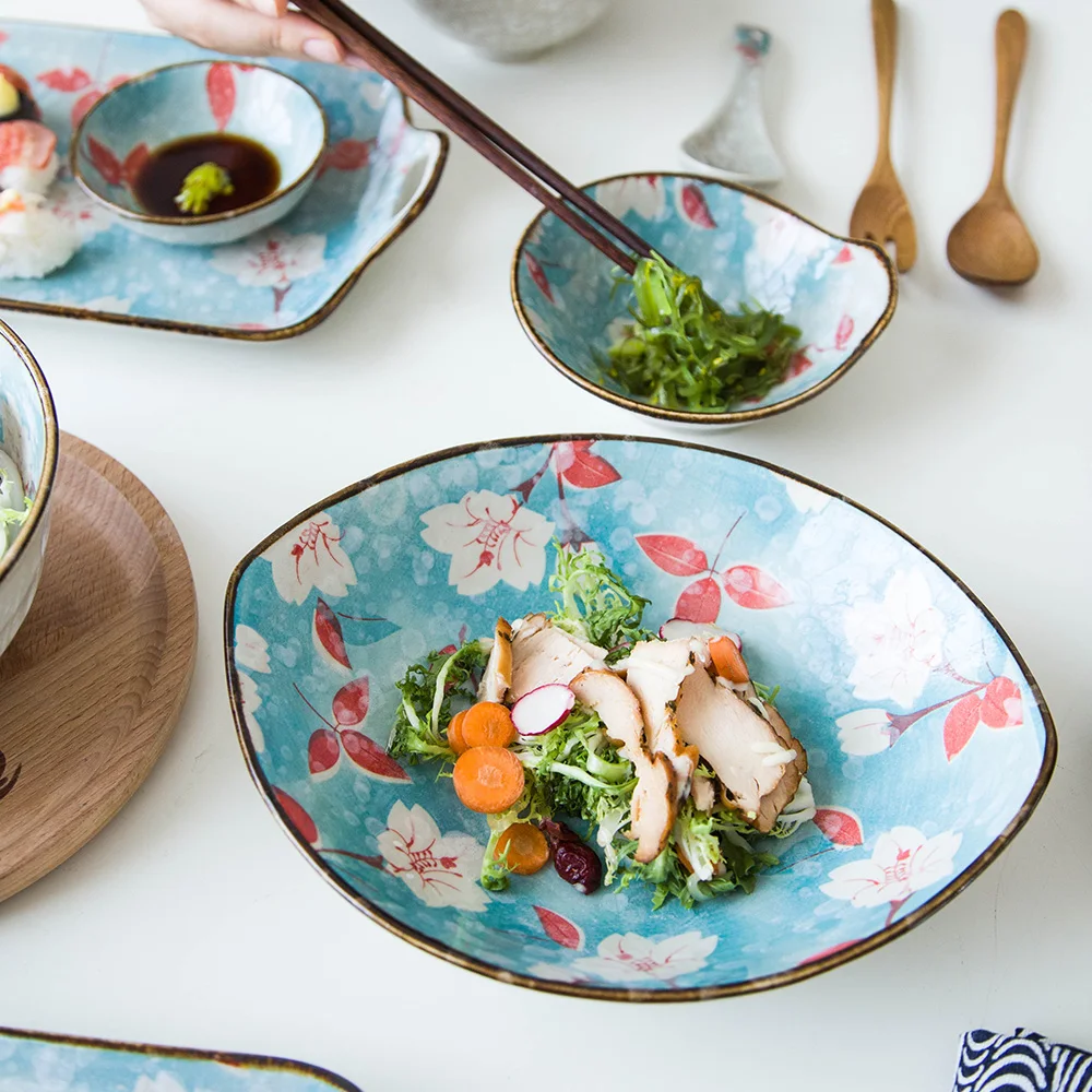 Японская Снежинка глазурь Магнолия серии керамическая посуда рисовая Чаша Блюдо для рыбы соус чаша для суши тарелка