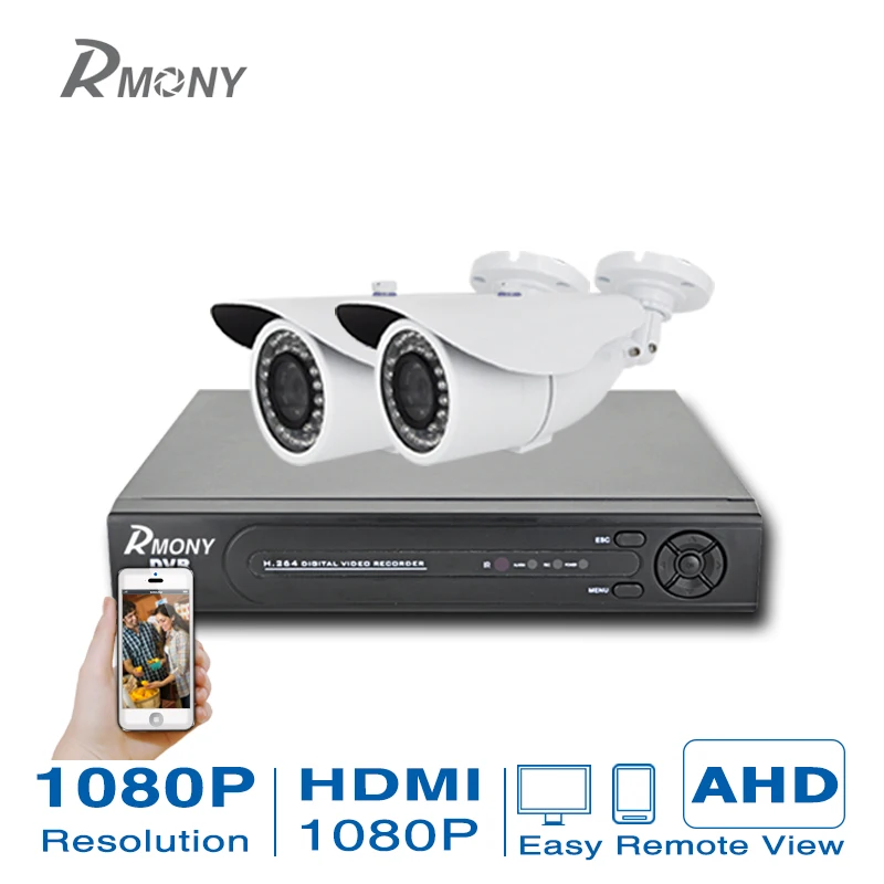 Full HD 1080P 3000TVL CCTV security system 2CH 1080P AHD DVR kit 2*2mp Outdoor video surveillance security camera kit