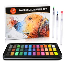 36Color Solid Watercolor Pigment With 3Pcs Water Brush Pen Water Color Paint Set Gift/Box Set for Artist Drawing Art Supplies